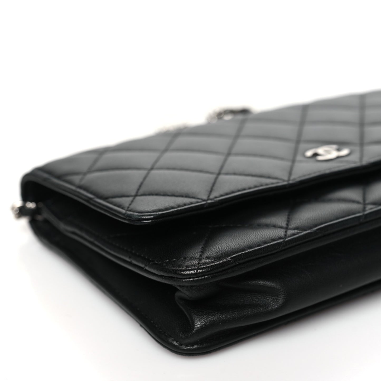 Lambskin Quilted Wallet On Chain WOC Black