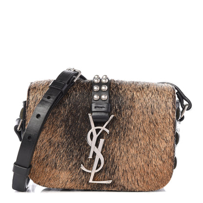 Saint Laurent Calfskin Hair Monogram Crossbody Bag Black 1 of 8