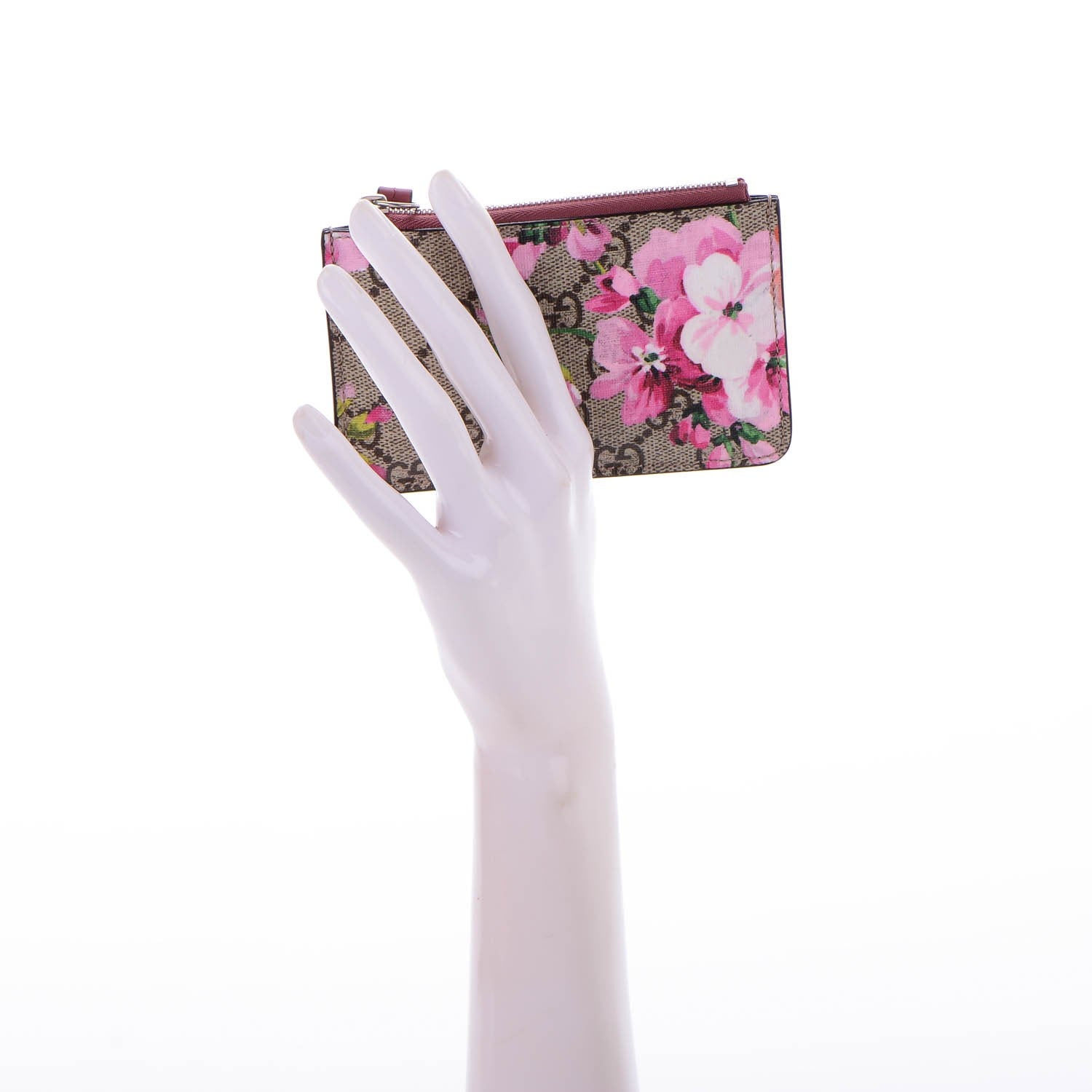 Gucci GG Supreme Monogram Blooms Key Ring Coin Case Beige Multicolor Dry Rose 2 of 6
