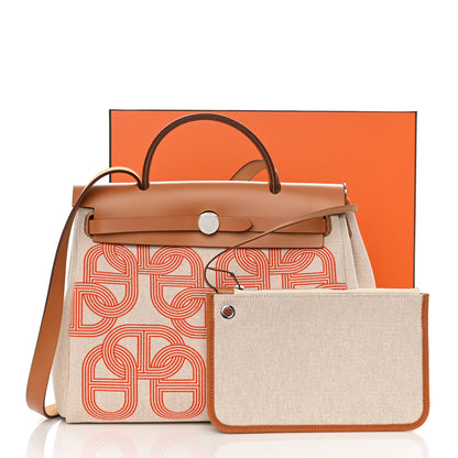 Hermes H Plume Canvas Vache Hunter Circuit 24 Herbag Zip Retourne 31 Orange Mecano Ecru Beige Naturel 11 of 11