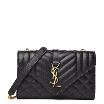 Saint Laurent Grain De Poudre Textured Mixed Matelasse Triquilt Small Monogram Satchel Black 1 of 10
