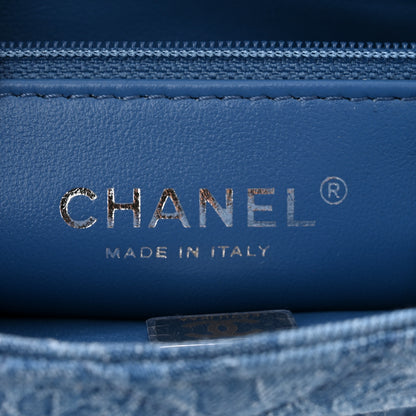 Chanel Denim Quilted Camellia Sweetheart Mini Flap Blue 6 of 11