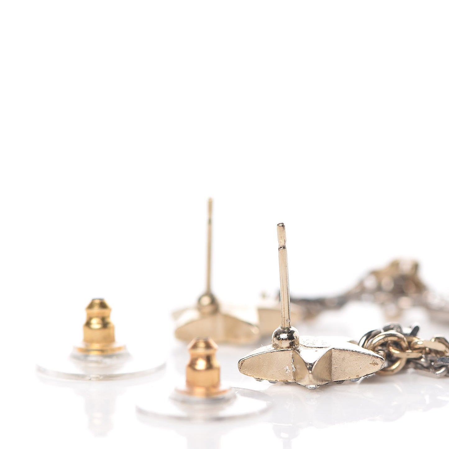 Crystal CC Star Moon Dangle Earrings Silver Gold