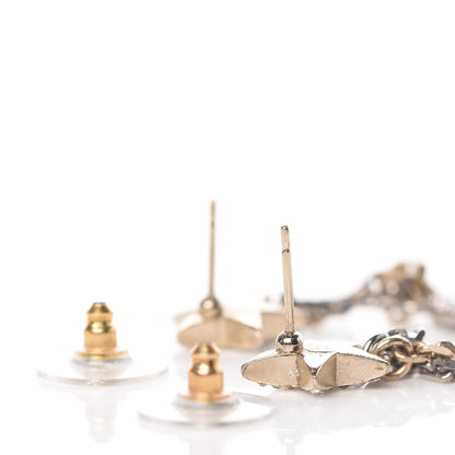 Chanel Crystal CC Star Moon Dangle Earrings Silver Gold 3 of 4