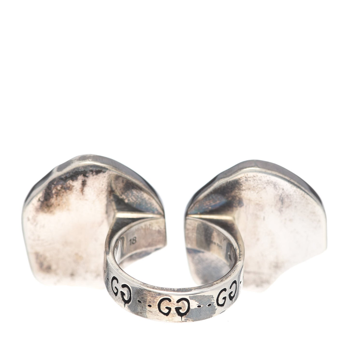 Sterling Silver GucciGhost Hamlet Skull Double Ring 58 8.25