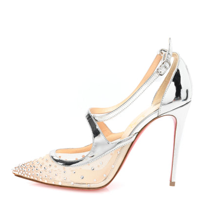 Christian Louboutin Dentelle Jacquard Strass Twistissima 85 Pumps 35.5 Silver 1 of 7
