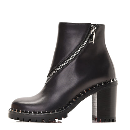 Christian Louboutin Calfskin Spikes Birgitta Lug 70 Zip Around Ankle Boots 35 Black 1 of 12