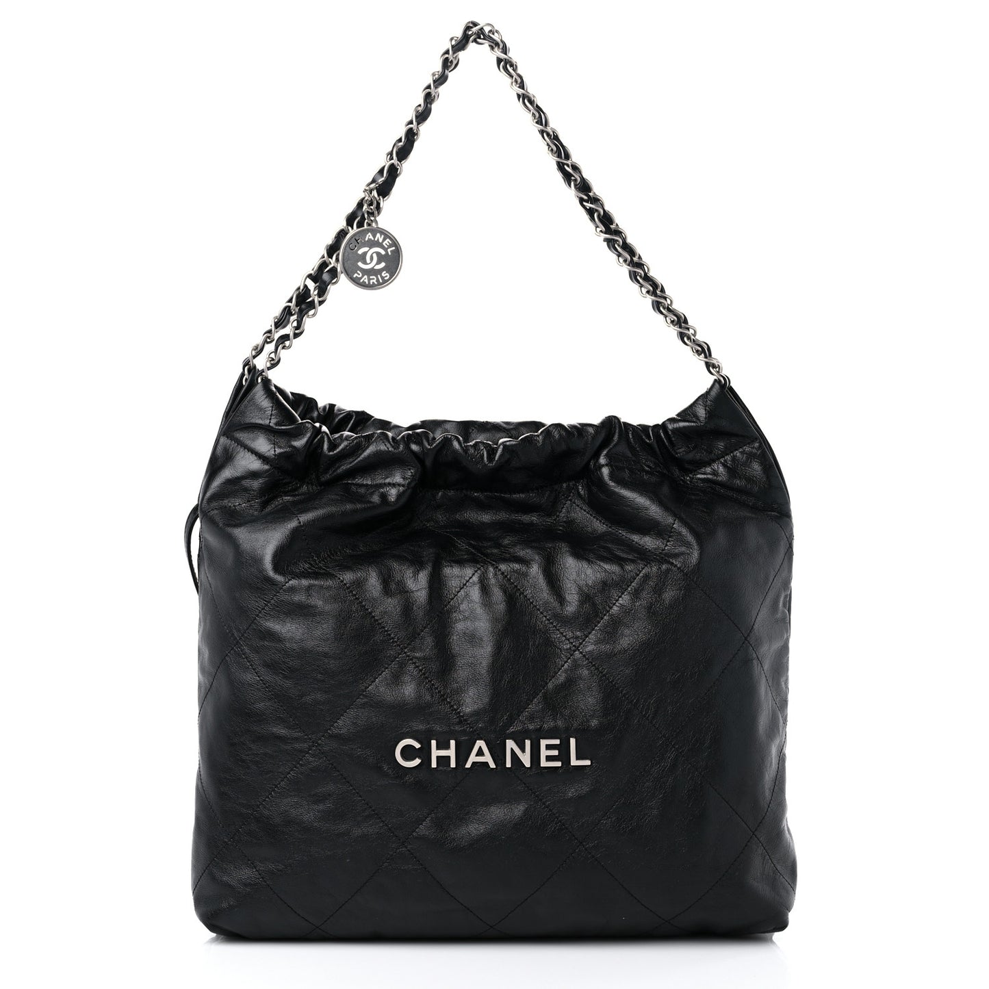 Shiny Calfskin Quilted Chanel 22 Black
