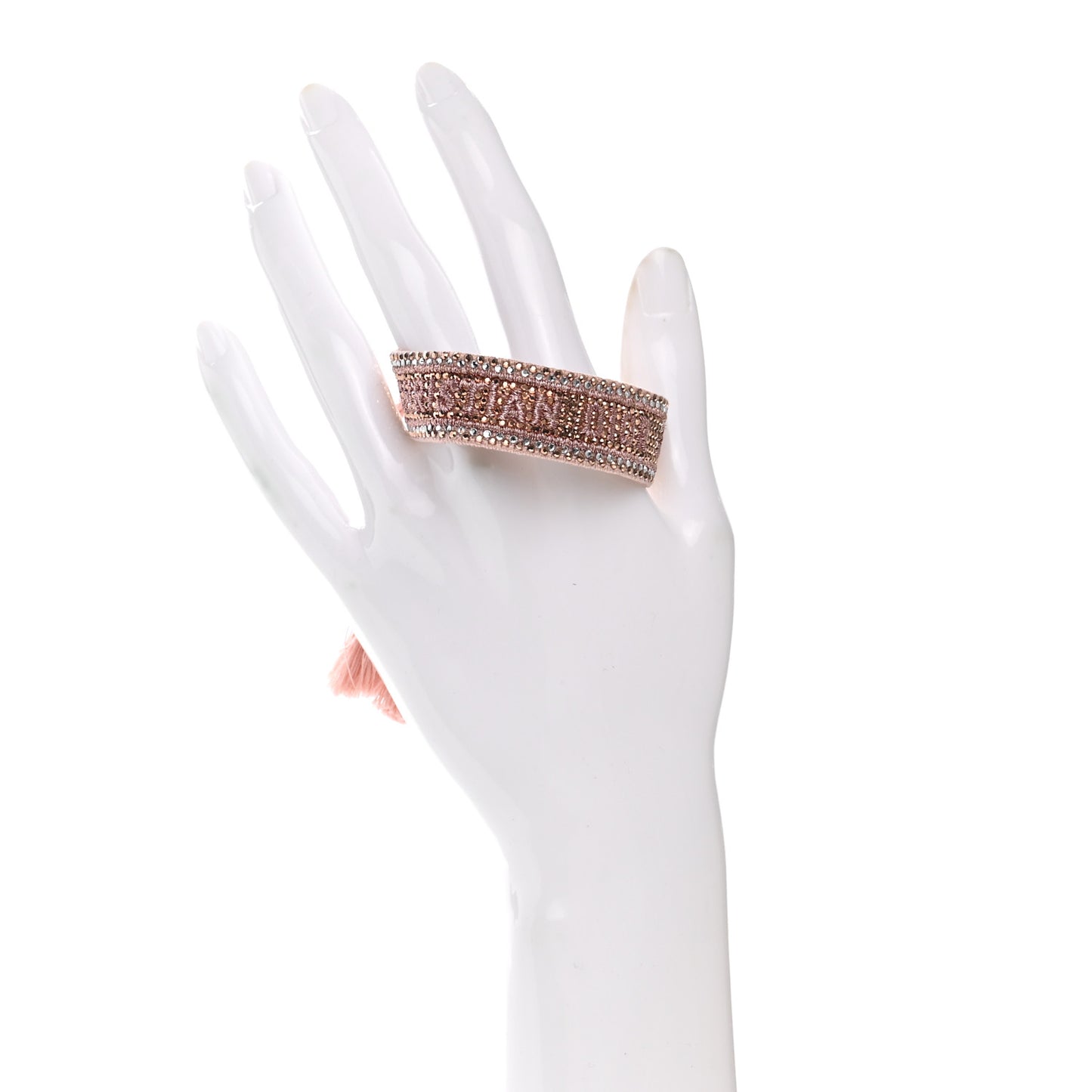 Woven Cotton Crystal Embroidered J'Adior Friendship Bracelet Pink