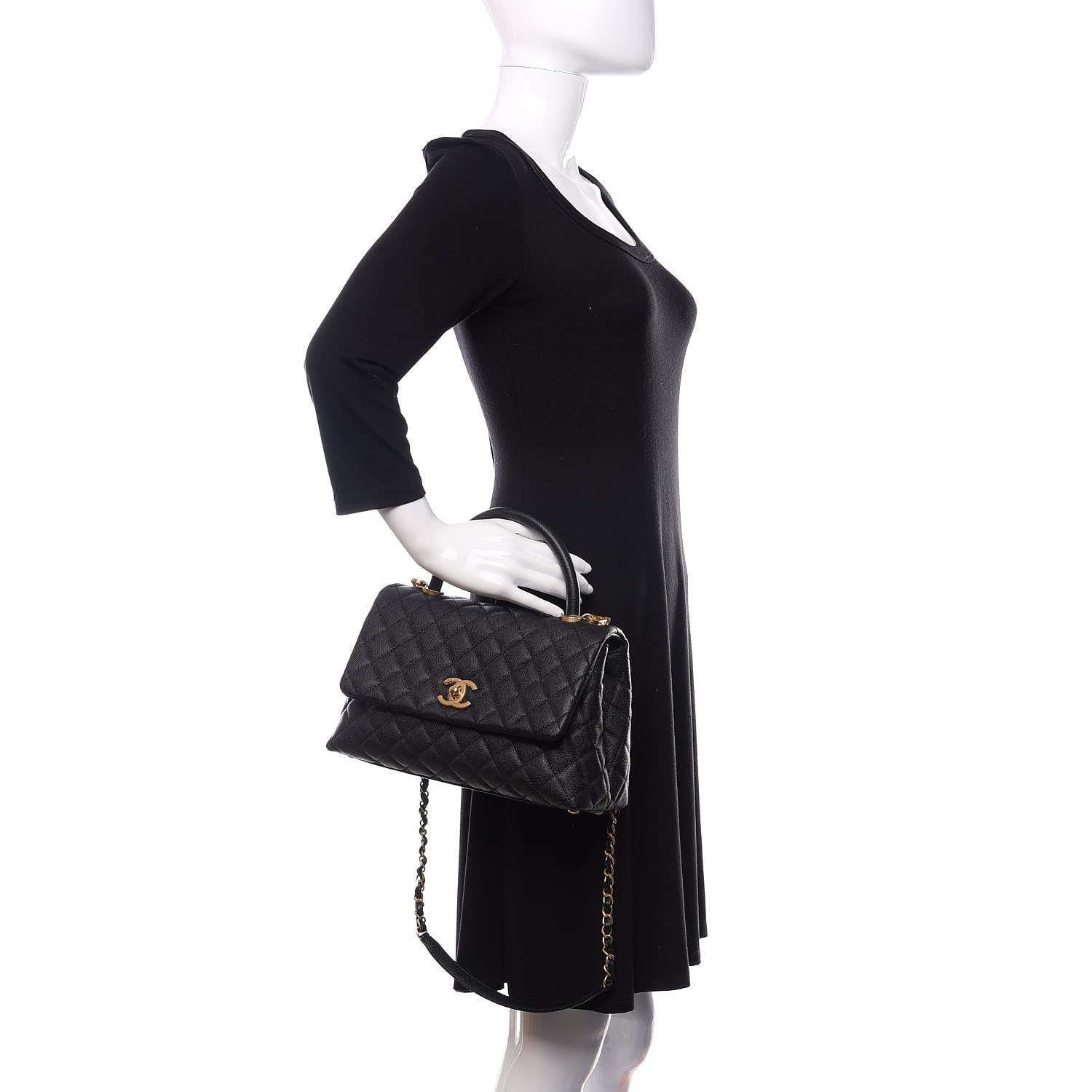 Chanel Caviar Quilted Small Coco Handle Flap Black 3 of 10