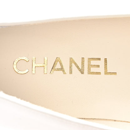 Chanel Patent Cap Toe Chain Moccasin Loafers 37 White Black 8 of 10