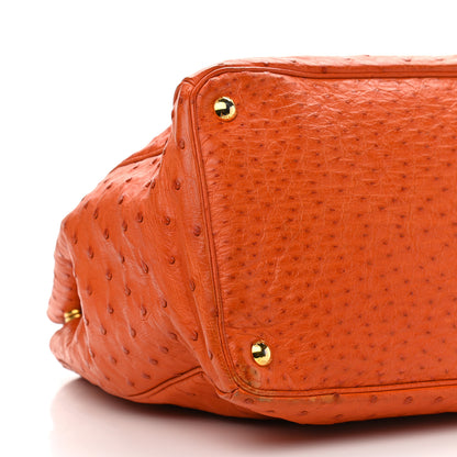 Prada Ostrich Double Zip Tote Papaya 9 of 18