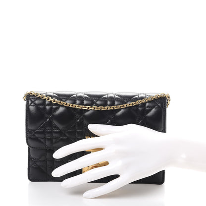 Christian Dior Lambskin Cannage Dioraddict Wallet On Chain Clutch Black 3 of 9
