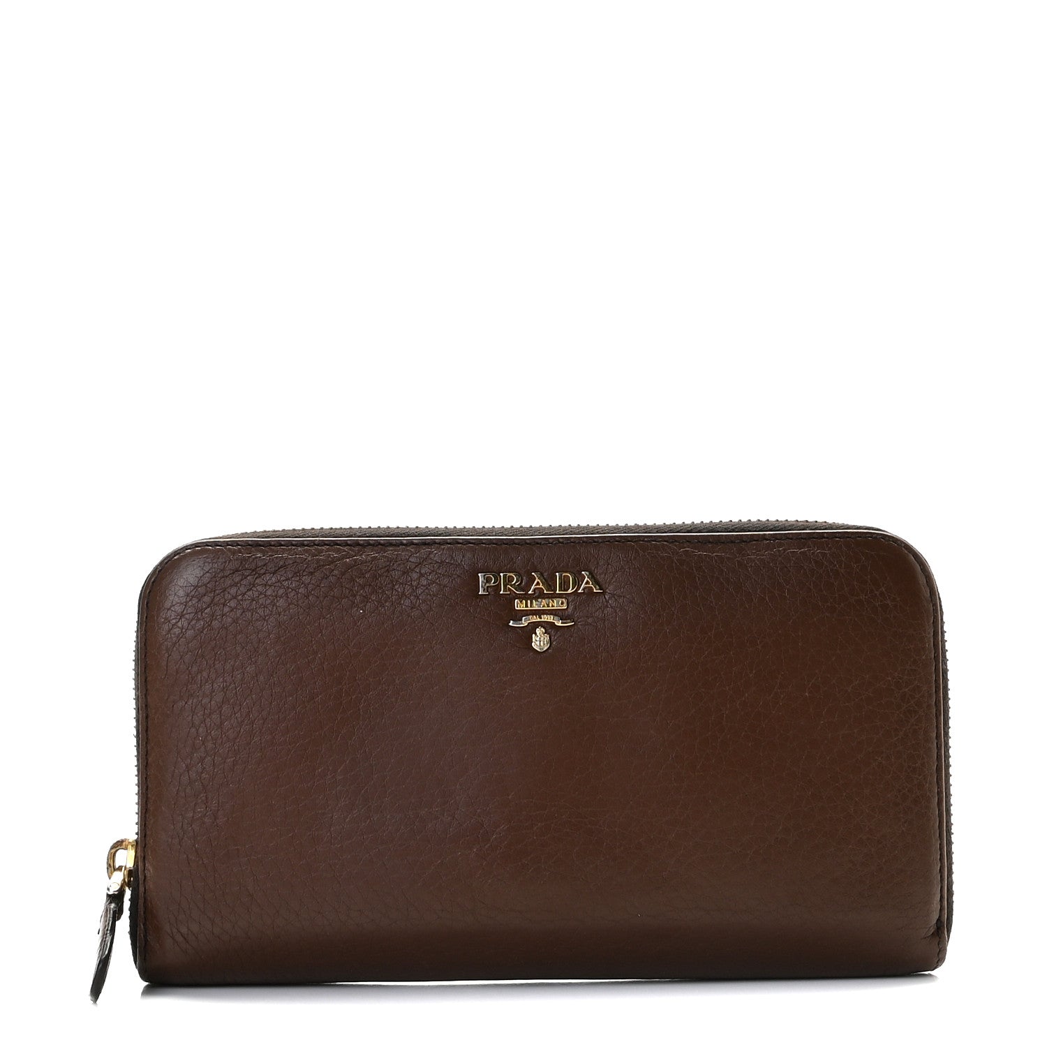 Prada Vitello Daino Zip Around Wallet Cacao 1 of 12