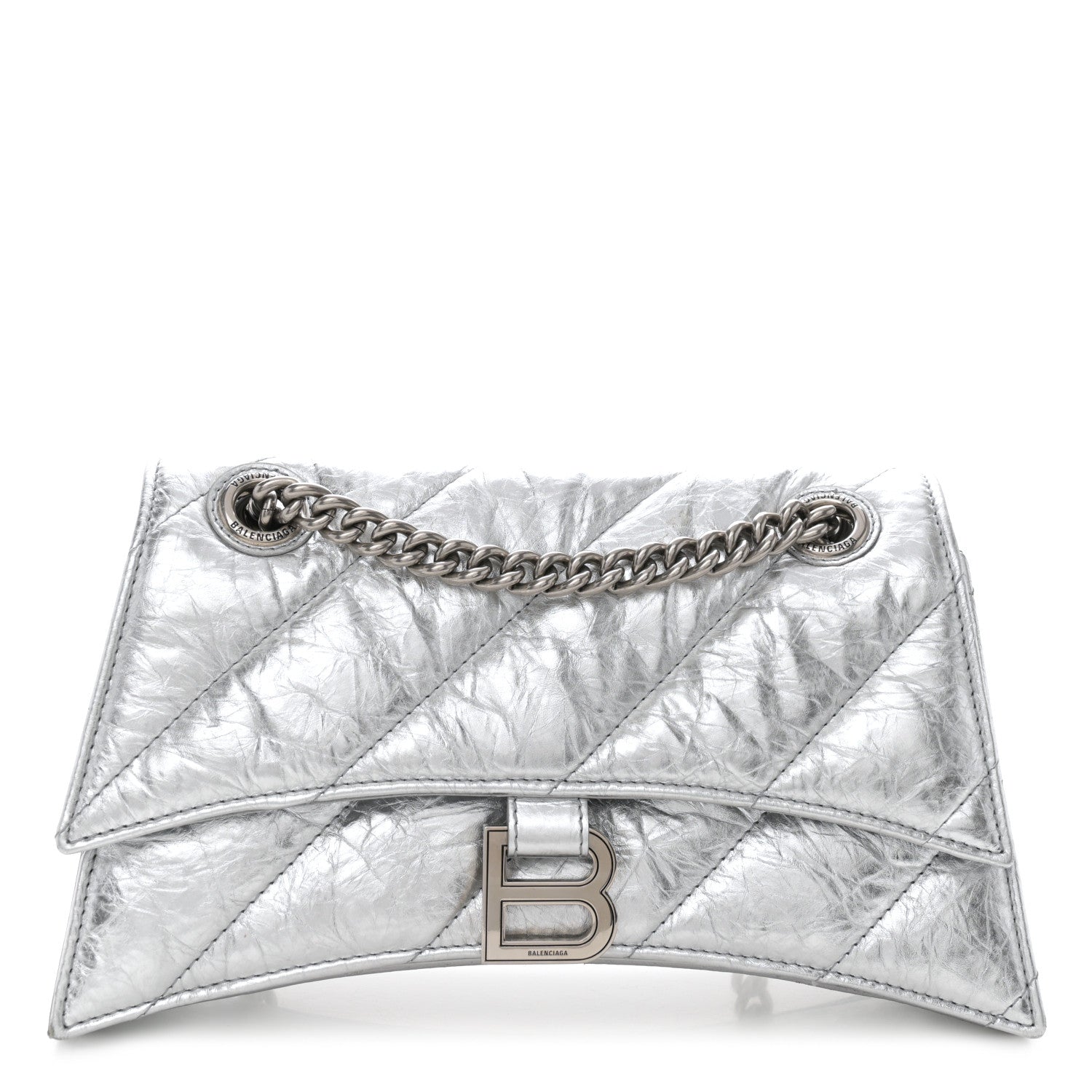 Balenciaga Crushed Calfskin Quilted Small Crush Chain Bag Silver 1 of 13