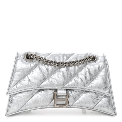 Balenciaga Crushed Calfskin Quilted Small Crush Chain Bag Silver 1 of 13