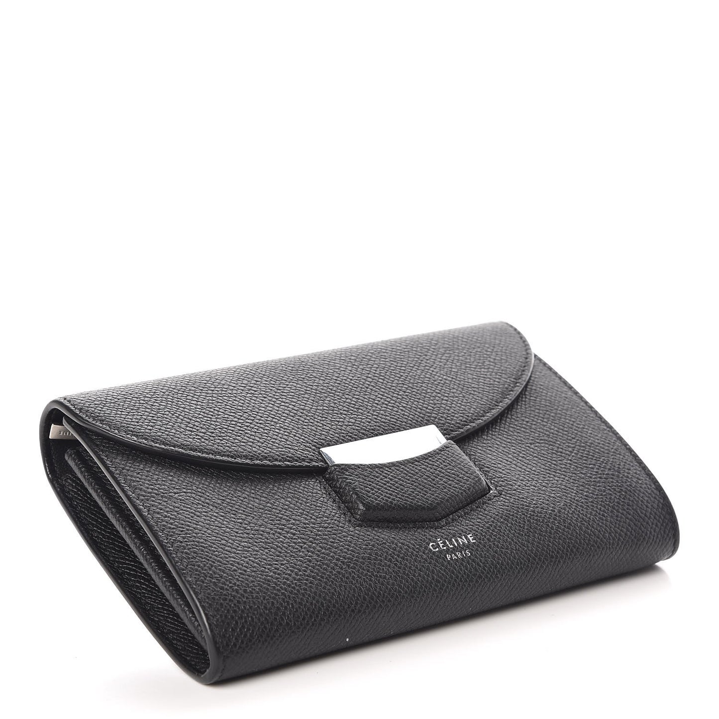 Grained Calfskin Medium Trotteur Multifunction Flap Wallet Black