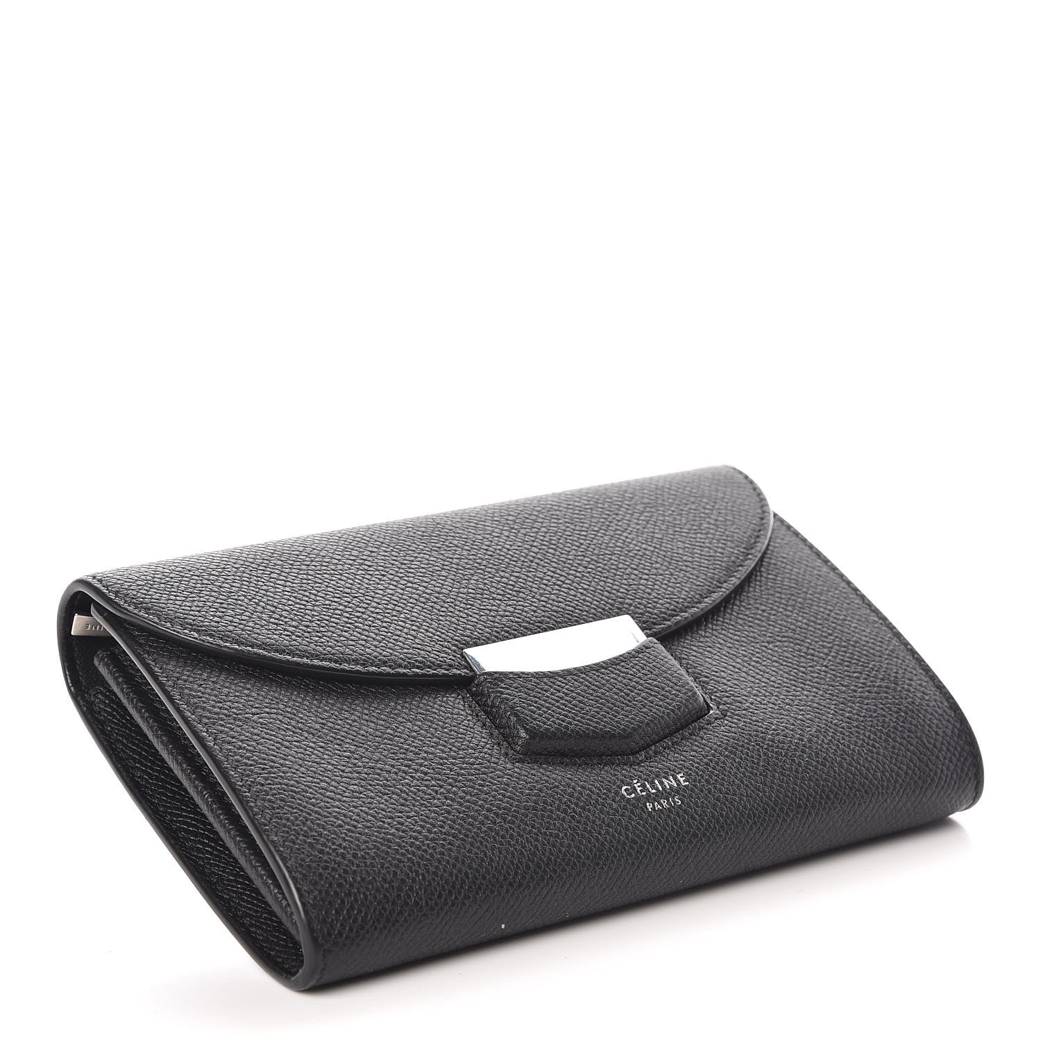 Celine Grained Calfskin Medium Trotteur Multifunction Flap Wallet Black 4 of 10