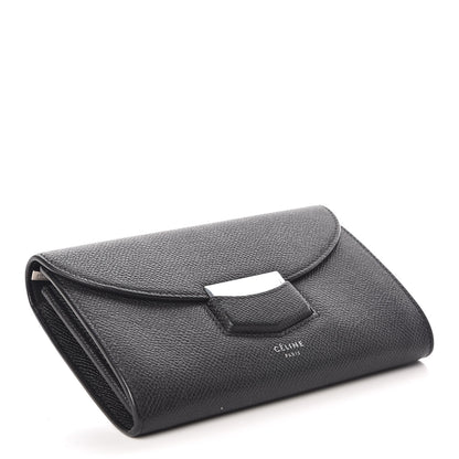 Celine Grained Calfskin Medium Trotteur Multifunction Flap Wallet Black 4 of 10