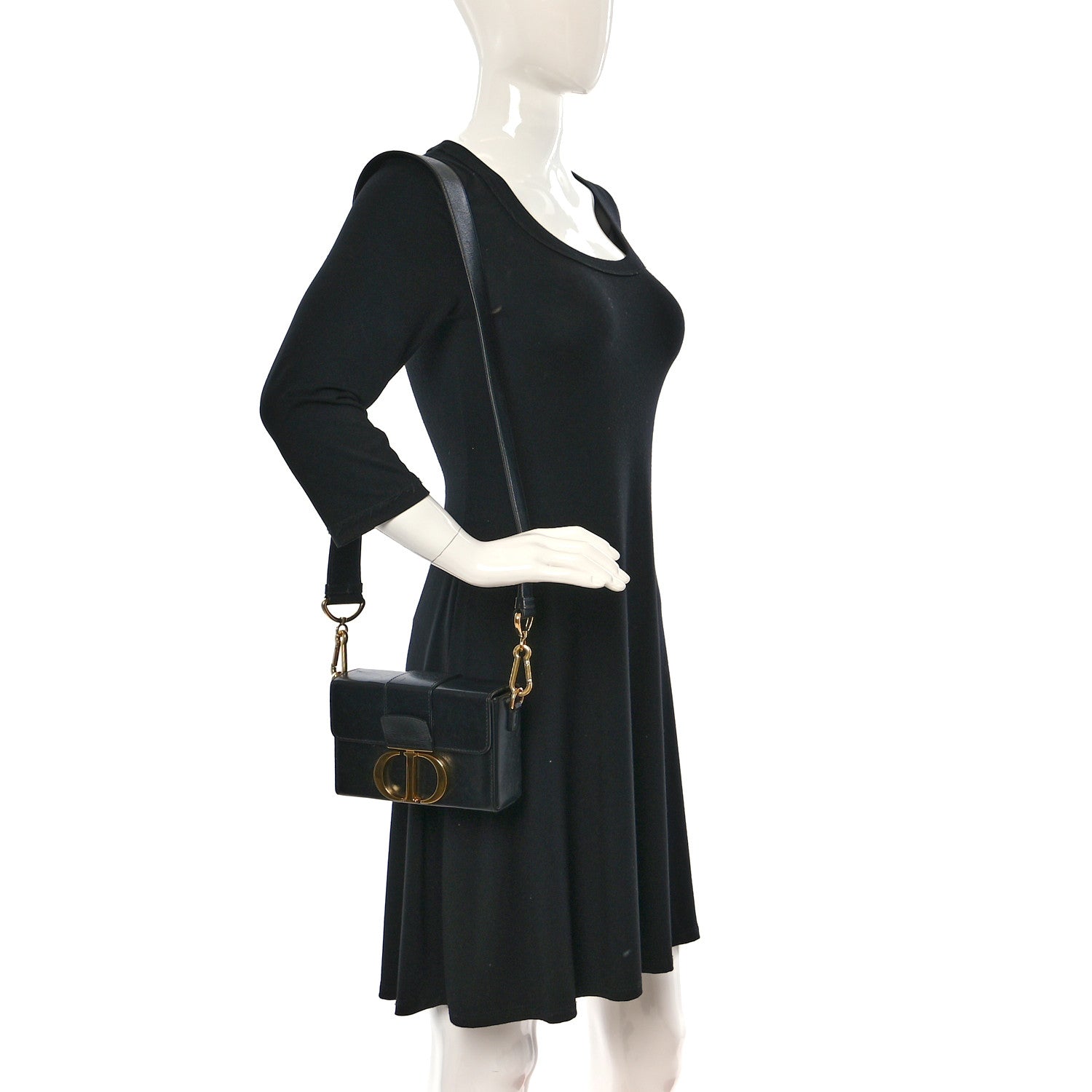 Christian Dior Crackled Lambskin 30 Montaigne Box Bag Black 3 of 11