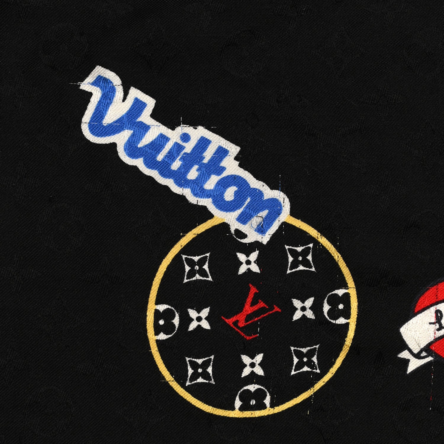 Louis Vuitton Silk Wool Monogram LV Stories Shawl Black 6 of 6