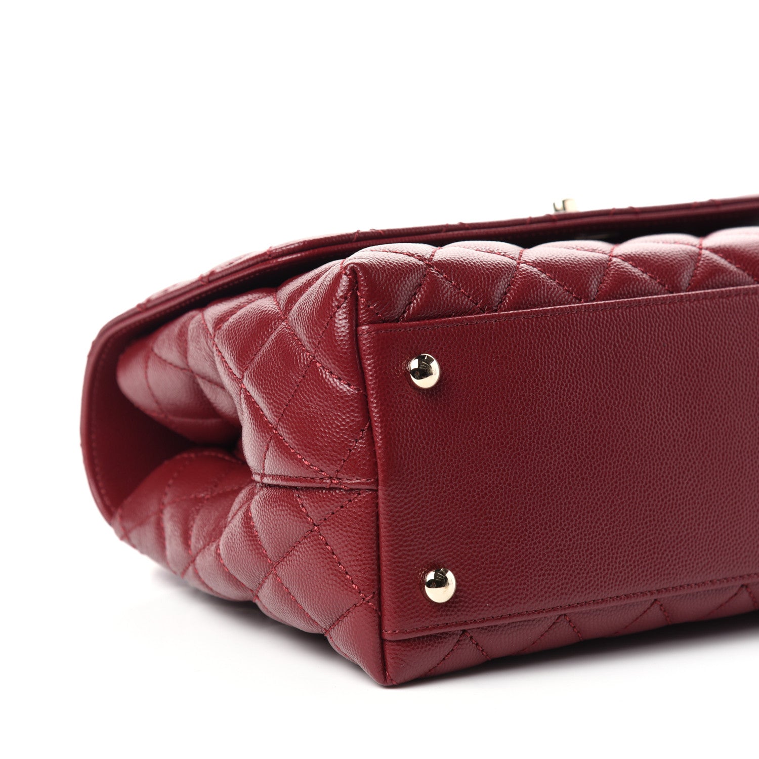 Chanel Caviar Lizard Embossed Quilted Small Coco Handle Flap Burgundy 8 of 10