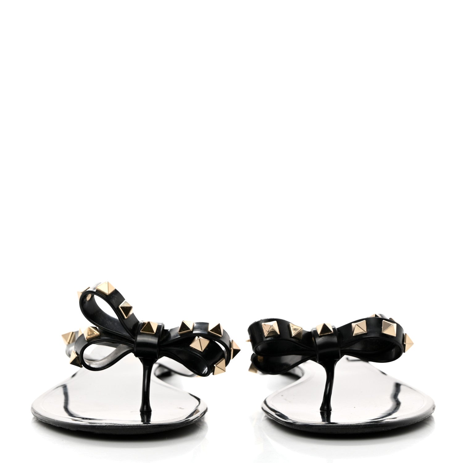 Valentino Garavani PVC Jelly Rockstud Bow Thong Sandals 39 Black 2 of 8