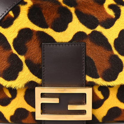 Fendi Calf Hair Leopard Print Baguette Yellow Multicolor 7 of 9