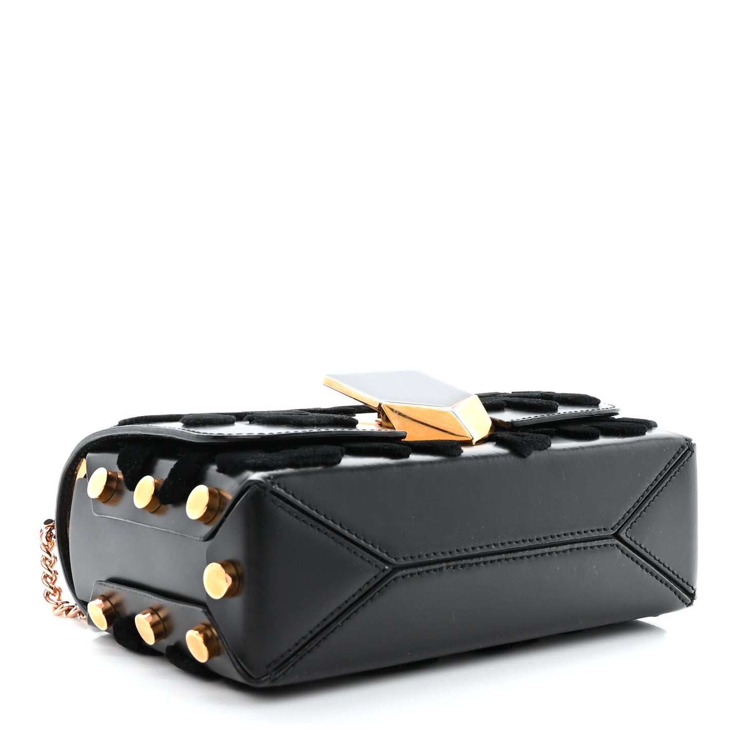 Calfskin Leopard Lockett Petite Shoulder Bag Black