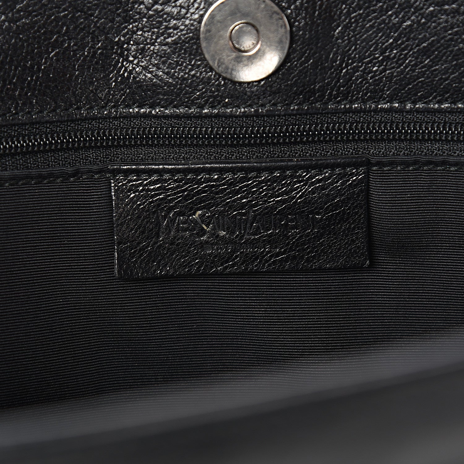 Saint Laurent Textured Patent Fold-Over Clutch Black 5 of 6