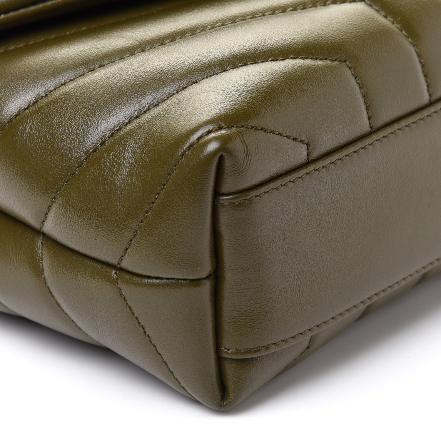 Saint Laurent Calfskin Y Quilted Monogram Toy Loulou Crossbody Bag Military Olive 10 of 13
