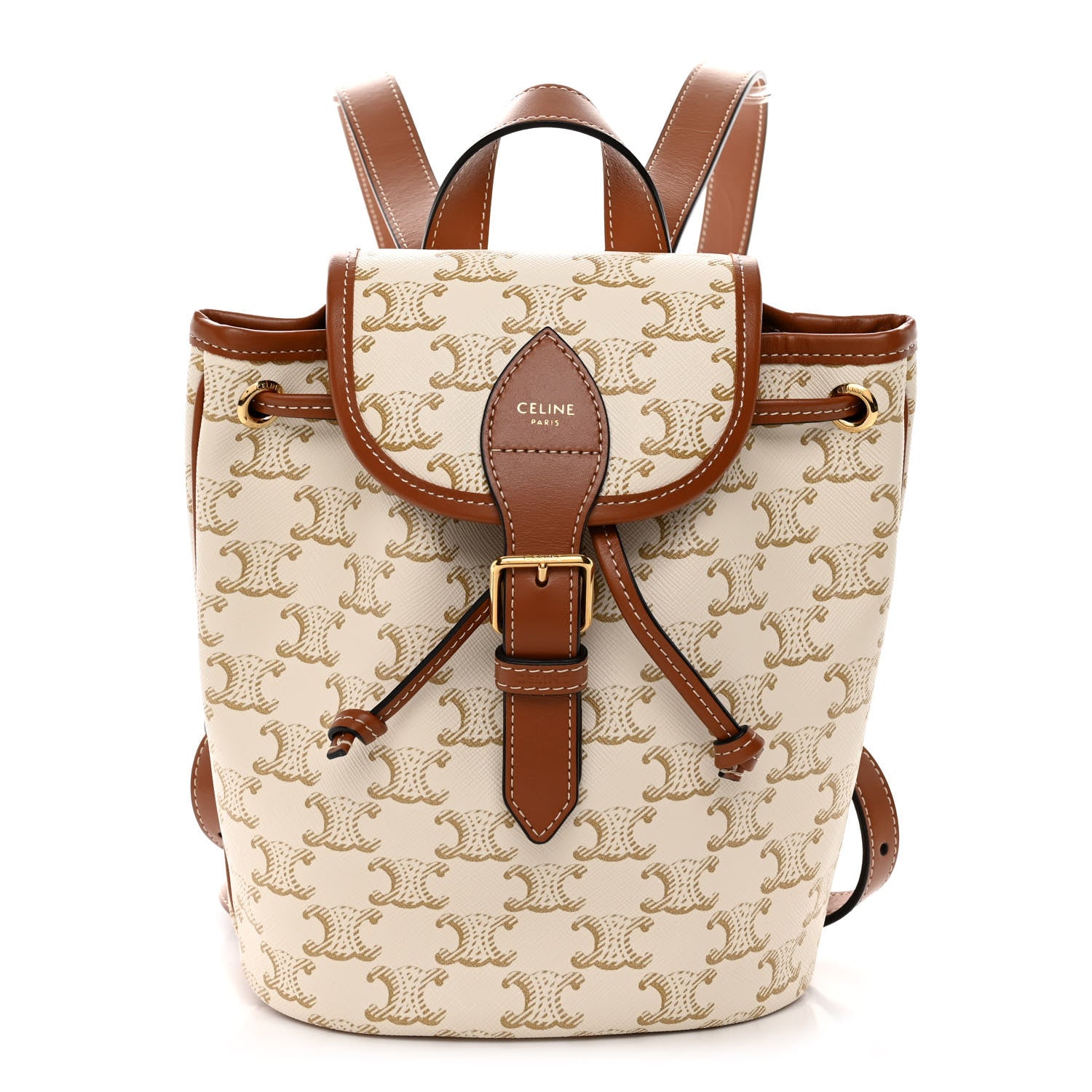 Celine Triomphe Canvas Calfskin Mini Folco Backpack White 1 of 9