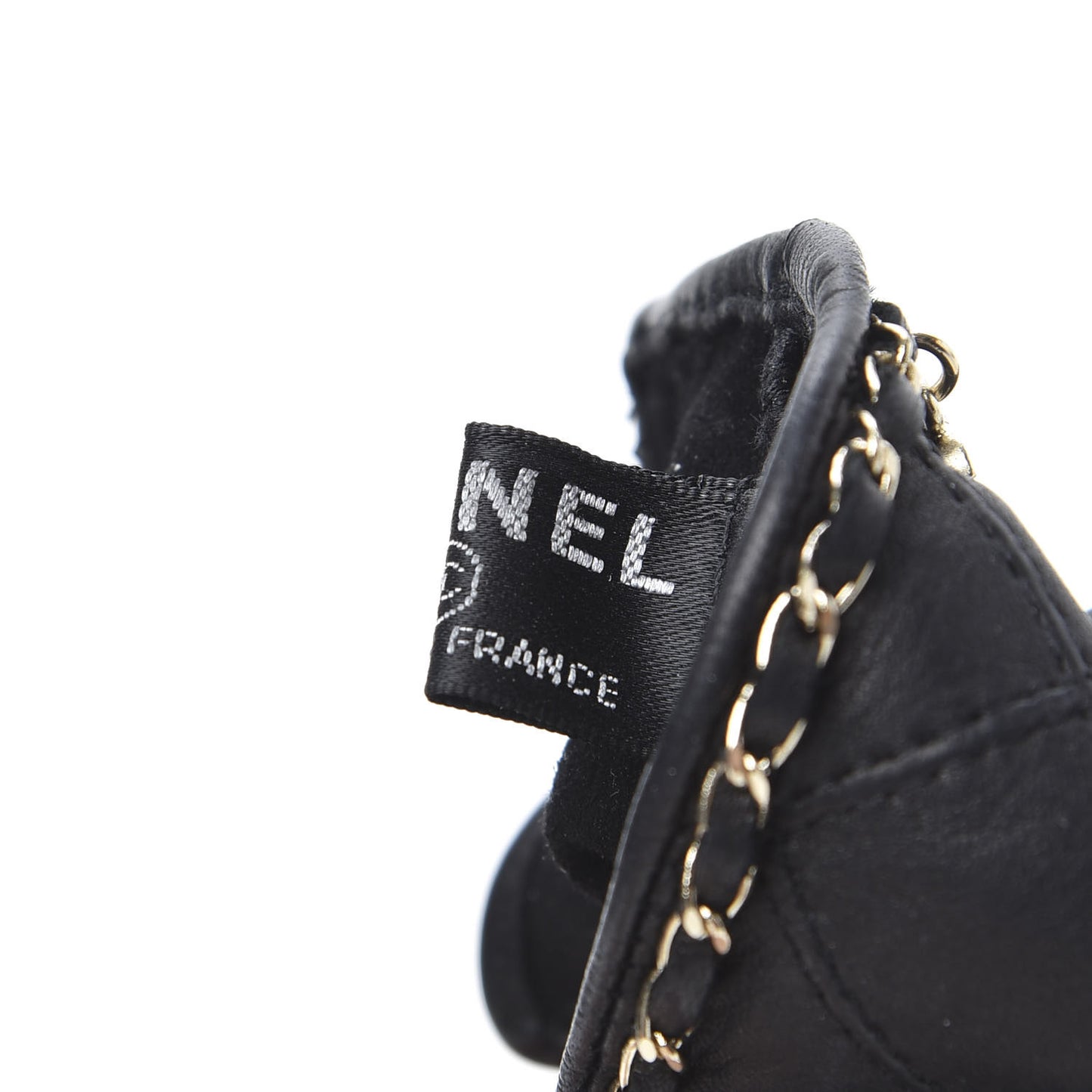 Lambskin Fingerless Chain CC Gloves 7.5 Black