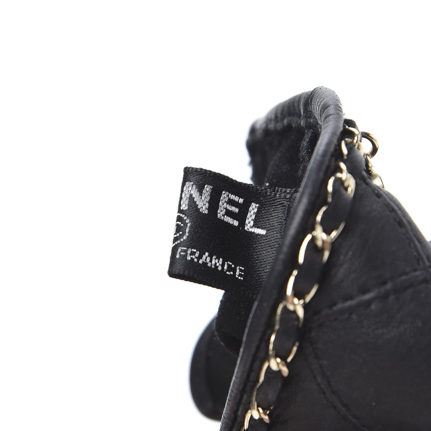 Chanel Lambskin Fingerless Chain CC Gloves 7.5 Black 4 of 6