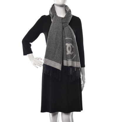 Chanel Cashmere CC Fringe Scarf Grey 2 of 4
