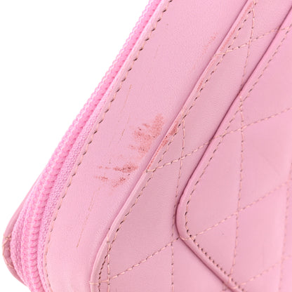 Chanel Calfskin Quilted Cambon Zip Around Makeup Pouch Pink Black 12 of 15