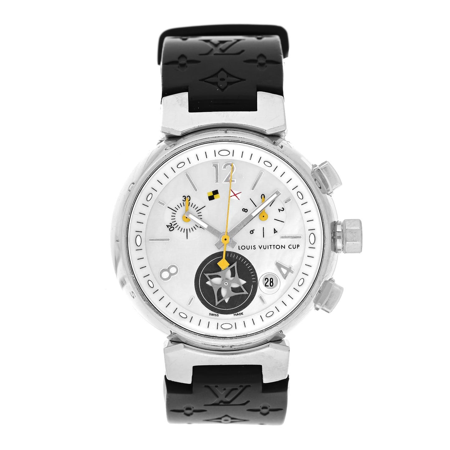 Stainless Steel Rubber Mother of Pearl 34mm Tambour Lovely Cup Quartz Watch