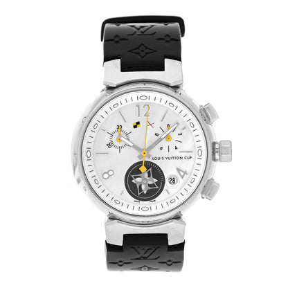 Louis Vuitton Stainless Steel Rubber Mother of Pearl 34mm Tambour Lovely Cup Quartz Watch 1 of 5
