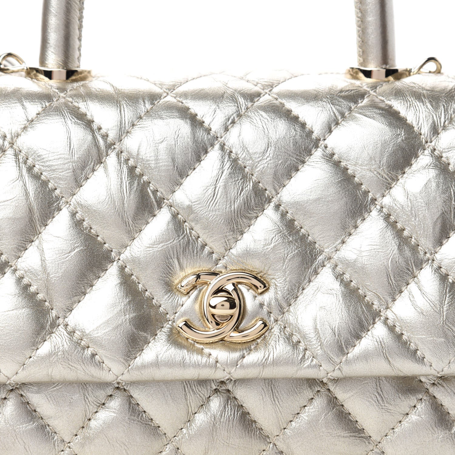 Chanel Metallic Aged Calfskin Quilted Mini Coco Handle Flap Gold 10 of 11