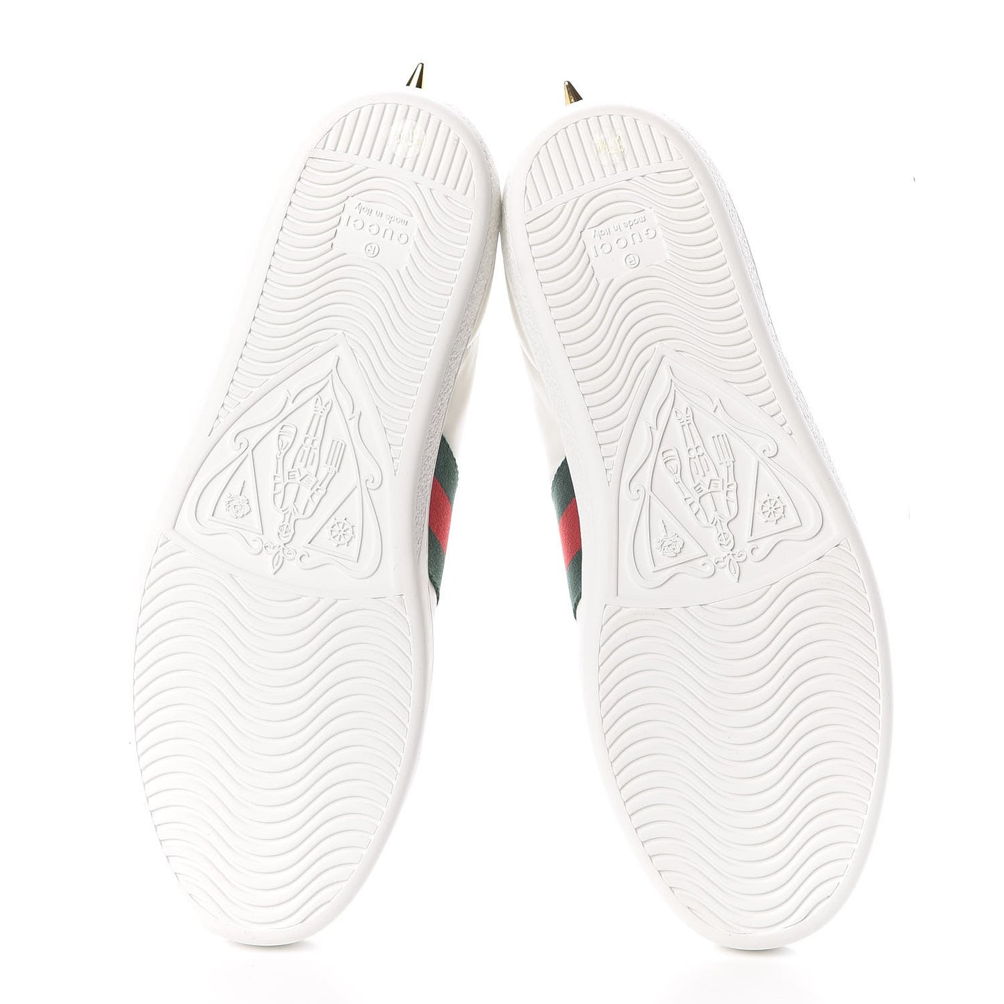Calfskin Web Pearl Studded Womens Ace Sneakers 37.5 White