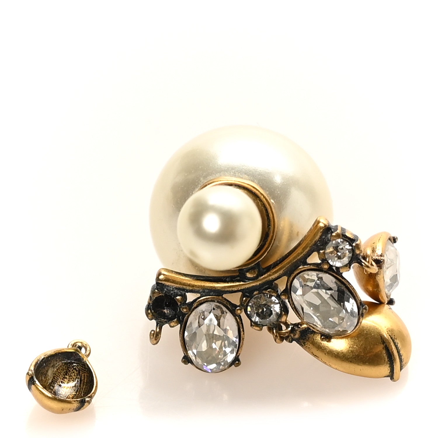 Christian Dior Pearl Crystal Tribales Earrings Gold 10 of 10