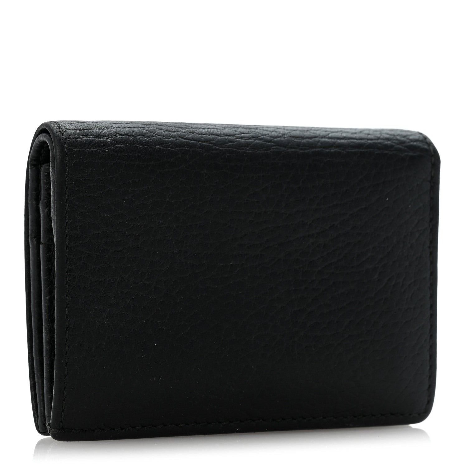 Gucci Pebbled Calfskin GG Marmont Card Case Black 3 of 9