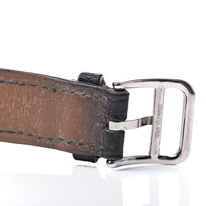 Hermes Stainless Steel Alligator 21mm Heure H Hour Quartz Watch Noir 9 of 10