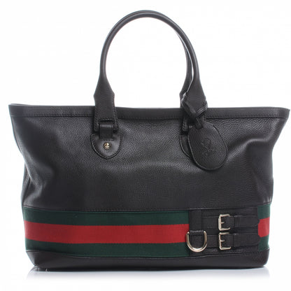 Gucci Leather Large Web Heritage Tote Dark Brown 1 of 7