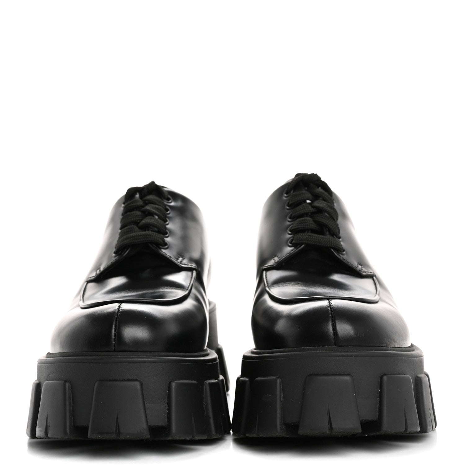 Prada Spazzolato Rois Monolith 55mm Derby Loafers 37 Black 3 of 10