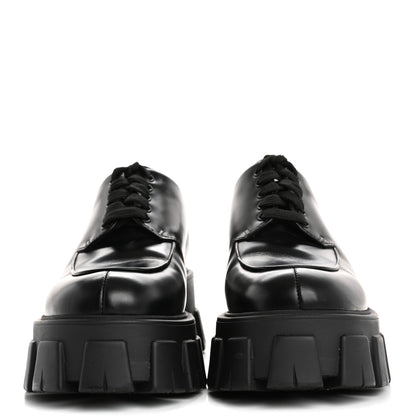 Prada Spazzolato Rois Monolith 55mm Derby Loafers 37 Black 3 of 10