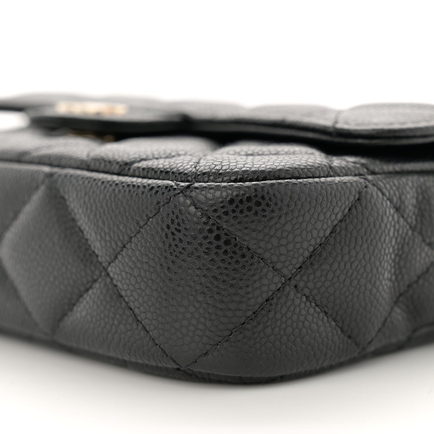 Caviar Quilted Flap Phone Holder With Chain Black