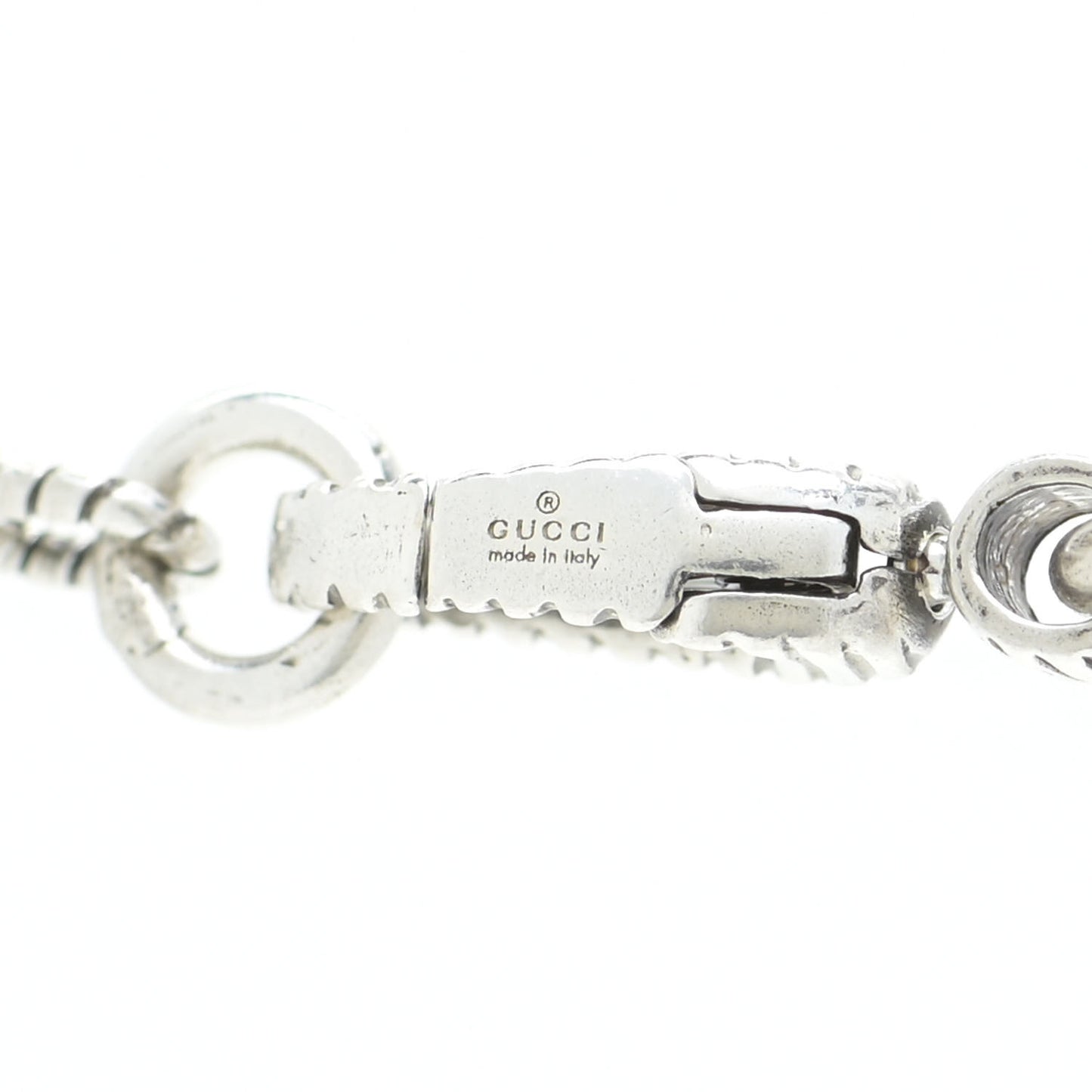 Sterling Silver Small Textured Interlocking G Pendant Necklace