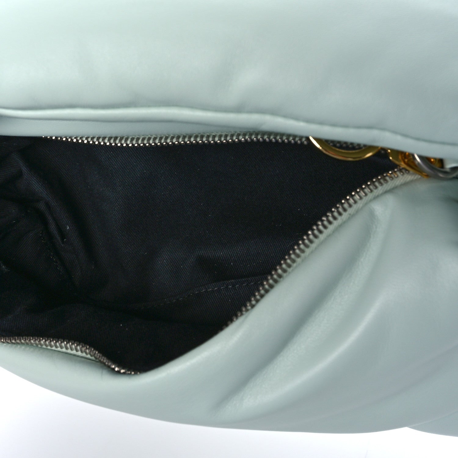 Off-White Calfskin Puffy Pump Pouch Crossbody Bag Green 5 of 9