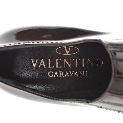 Valentino Garavani Patent Pointed Toe Ankle Boots 38 Brown 6 of 10